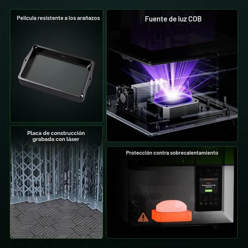 Vista 4 de ELEGOO Mars 5 - Impresora 3D de resina MSLA, sensor mecánico inteligente, nivelación automática inteligente, fuente de luz COB, pantalla LCD mono 4K