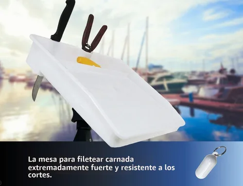Vista 6 de Pactrade Marine Tabla de cortar de cebo para barco, mesa de filete de limpieza de peces ajustable con compartimentos, ranuras para cuchillos