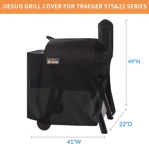 Vista 2 de Cubierta de parrilla para parrillas Traeger serie 22 y Pro 575, resistente e impermeable, diseño de cremallera especial
