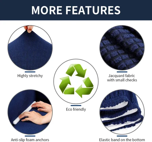 Vista 3 de Funda elástica para sofá (77-85 pulgadas), protector de elastano para muebles con tela de patrón a cuadros y parte inferior elástica para perros
