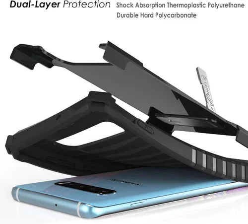 Vista 6 de Serie Trishield compatible con funda S10+, cubierta resistente de grado militar + [soporte de metal] + [funda de clip para cinturón] - Bandera
