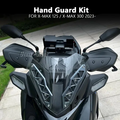 Vista 3 de Protector de mano negro para motocicleta, protector contra el viento y el frío para Yamaha X-MAX 125 X-MAX 300 (2023 2024), accesorios