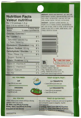 Vista 2 de Club House Mezcla de aderezo y salsa estilo rancho, 28g/1oz., bolsita