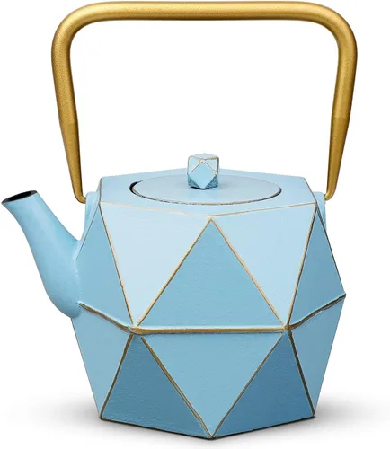 Vista 10 de Toptier Tetera con Infusor Extraíble, Hervidor de Té de Hierro Fundido Apto para Estufa, Diseño Cilíndrico de Geometría Sólida, Tetera Recubierta