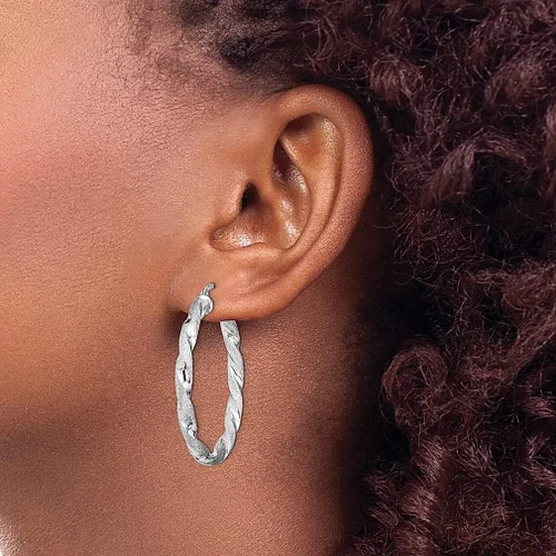Vista 3 de Juego de aretes de aro de plata de ley 925 trenzados de 0118 x 1378in joyería redonda fina para mujer regalos para ella Plata de ley Cristal