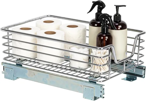 Vista 15 de Household Essentials Glidez - Organizador de almacenamiento multiusos de acero cromado extraíble/deslizante para uso debajo del gabinete - Diseño