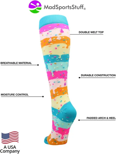 Vista 3 de MadSportsStuff Calcetines Rainbow Sprinkles por encima de la pantorrilla
