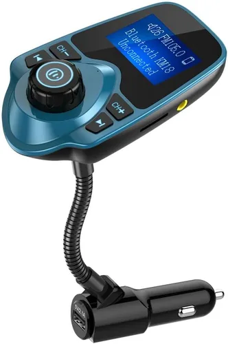 Vista 10 de [versión más reciente LED transmisor FM], Nulaxy transmisor de radio FM inalámbrico por Bluetooth para el coche, Negro