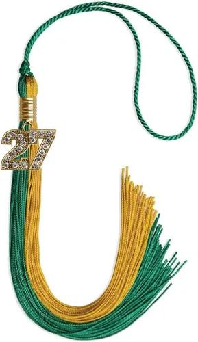 Vista 104 de Endea Graduation Borla de doble color con dije dorado (negro/oro brillante, 2022)