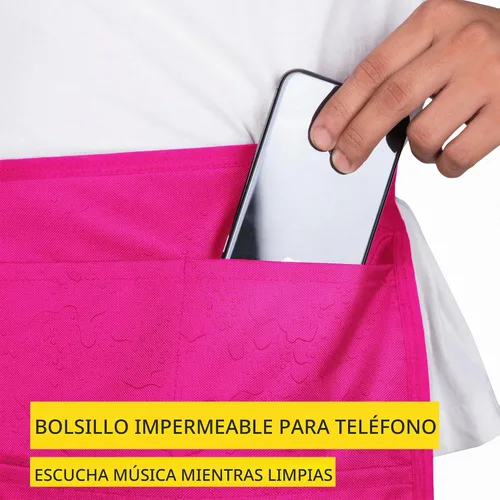 Vista 5 de Delantal de limpieza impermeable para tareas domésticas, cinturón de 5 bolsillos