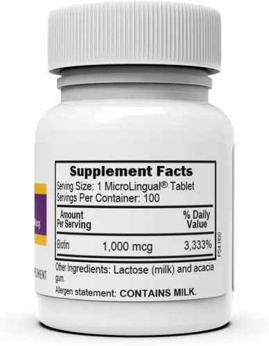 Vista 4 de Superior Source Biotina 1000 mcg. Tabletas microlingües de disolución rápida bajo la lengua, 100 unidades, apoya el crecimiento saludable