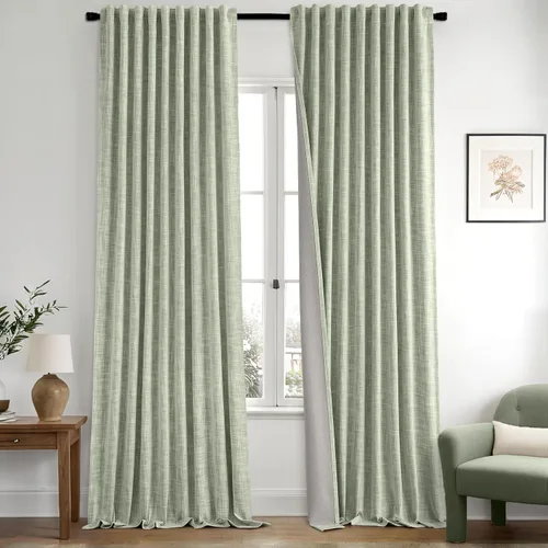 Vista 13 de MIULEE Cortinas de lino 100% opacas de color rosa bebé de 84 pulgadas, juego de 2 paneles de doble cara sin revestimiento, con trabillas traseras