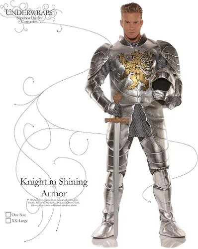Vista 2 de Disfraz de caballero con armadura brillante para hombre, Plateado