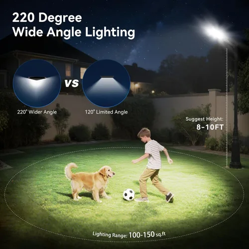 Vista 2 de Solar Street Lights Outdoor 6-Pack, 11” LED Solar Flood Lights with Motion Sensor, Waterproof Dusk to Dawn Outdoor Lighting, Solar-Powered Light for