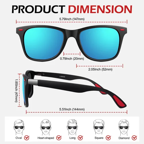 Vista 5 de LINVO Lentes de sol polarizados para hombres y mujeres, ultraligeros TR90 para conducir, pesca, golf, HD, UV400