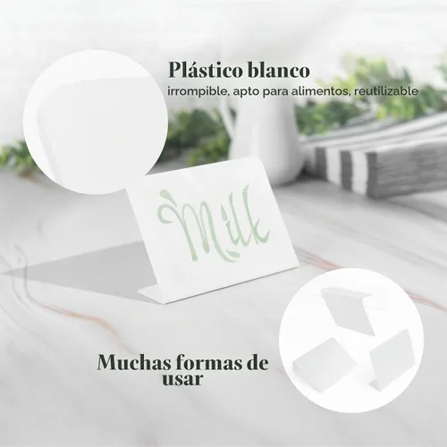 Vista 3 de Juego de 15 mini pizarras blancas, pequeños letreros de comida de borrado en seco de 3 x 4 pulgadas, letreros de escritorio para bufé de fiesta