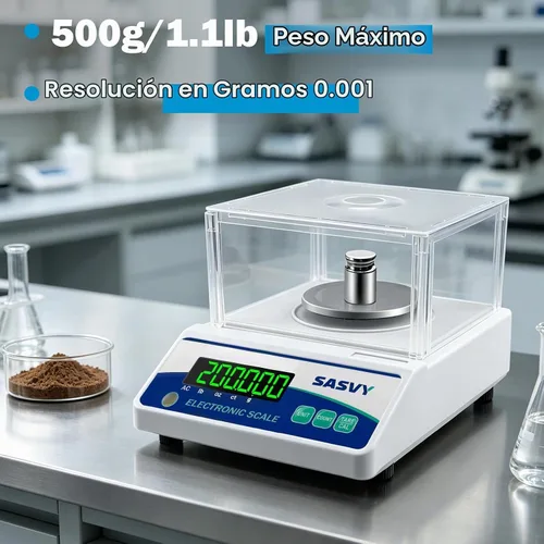Vista 2 de Báscula de laboratorio 17.64 oz x 0.00004 oz Escala científica g/oz/ct/lb Balanza analítica electrónica digital de alta precisión para joyería