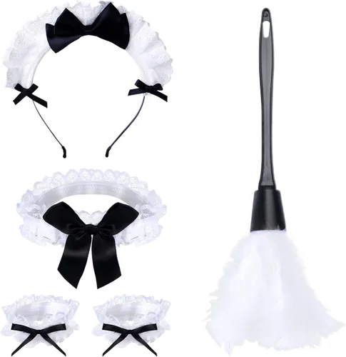 Vista 2 de Aichiyu Kit de accesorios de disfraz de sirvienta francesa para mujer, delantal de anime para cosplay
