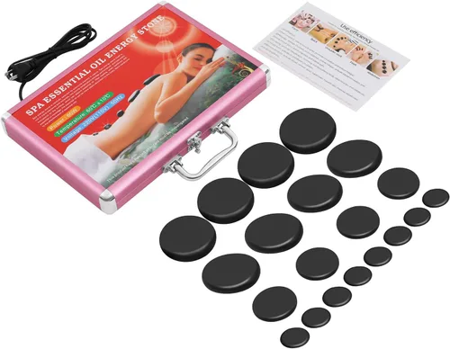 Vista 9 de SHZICMY Hot Stones - Juego de masaje, 16 piedras calientes de basalto con kit de calentador para spa profesional o en casa, relajación, curación