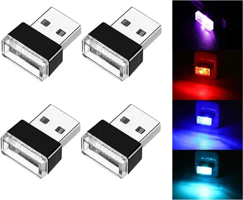 Vista 13 de Ziciner 6 PCS Lámpara de Ambiente Interior de Coche LED USB, Mini Luz Nocturna LED Portátil, Kit de Iluminación Ambiental de Maletero con Interfaz