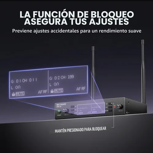 Vista 5 de MELONARE Sistema de micrófono inalámbrico de escaneo automático UHF dual