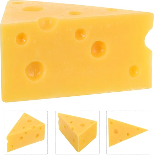 Vista 7 de SOLUSTRE Prop - Queso falso triángulo, modelo de queso de 2.55 pulgadas, alimentos artificiales para panadería, comida de juego para niños, juego