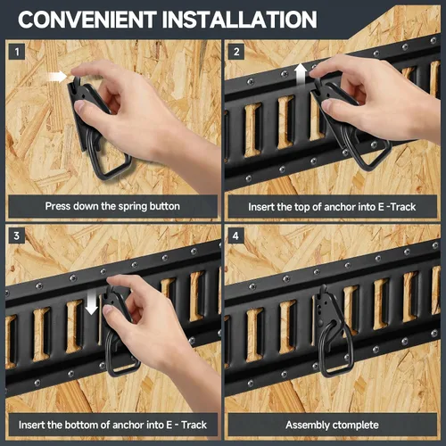 Vista 6 de 12 Piezas de Anclajes de Amarre con Anillo en D para Pista E Accesorios para Pista E para Encerrados Sistema ETrack para Accesorios de Remolque