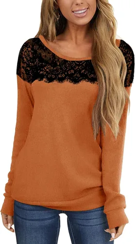 Vista 2 de For G and PL Sudadera elegante de manga larga y con encaje negro para mujer