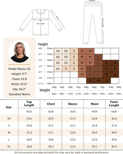 Vista 6 de INNERSY Conjunto de ropa interior térmica para mujer, ultra suave, capa base larga para clima frío