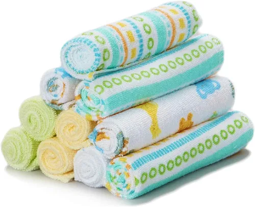 Vista 28 de Spasilk Juego de toallitas para niños y niñas recién nacidos, juego de toallas de rizo suave, paquete de 10, burbujas aguamarina, (010-1201)
