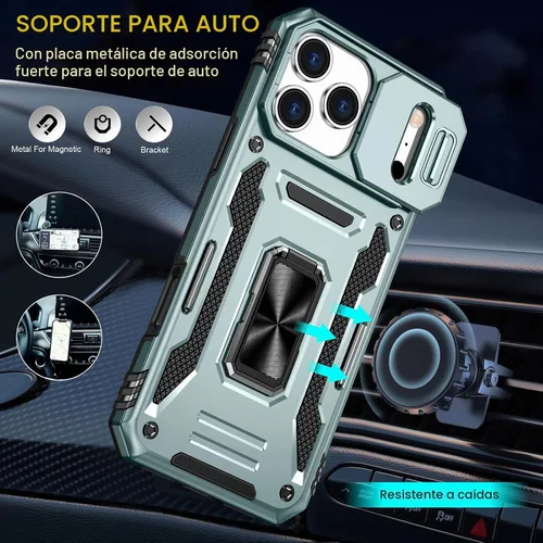 Vista 6 de Funda compatible con iPhone17 Pro con soporte, cubierta de cámara y protector de pantalla HD, doble capa a prueba de golpes, protección contra