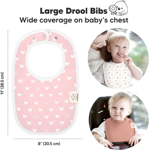Vista 2 de KeaBabies Paquete de 8 baberos orgánicos para niñas y niños y 5 paños de muselina para eructos para bebés, niños y niñas, baberos de dentición