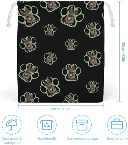 Vista 2 de German Shepherd Dog Paw Drawstring Storage Pouch Bags Dust-Proof Gift Durable Bag for Home Travel