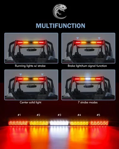 Vista 2 de Barra de luz LED estroboscópica de 30 pulgadas para UTV con soporte de montaje para jaula de protección de 1.75"-2" Luz de persecución trasera