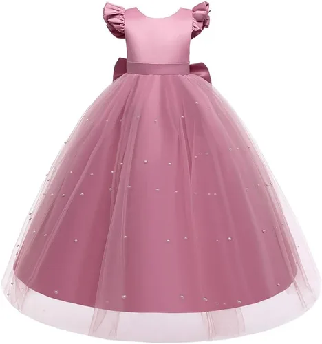 Vista 2 de Cichic Elegantes vestidos largos para niñas pequeñas y grandes, para fiesta de cumpleaños, boda, concurso, graduación, graduación, graduación