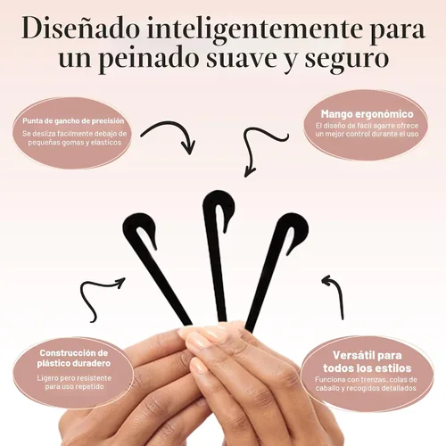 Vista 4 de Kitsch Herramienta de corte de corbata elástica para el cabello, color negro, juego de 3 piezas No Pull Hair Ties No Damage & Easy Removal of Hair