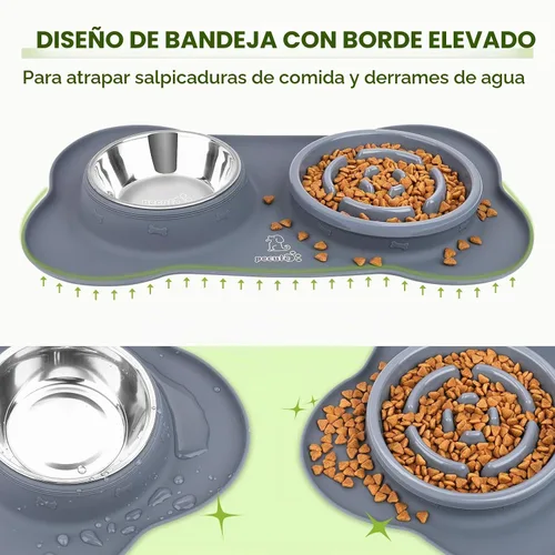 Vista 5 de Pecute Cuencos de Alimentación Lenta para Perros para Comer más Lento, Cuenco para Perros de Alimentación Lenta con Tapete de Silicona