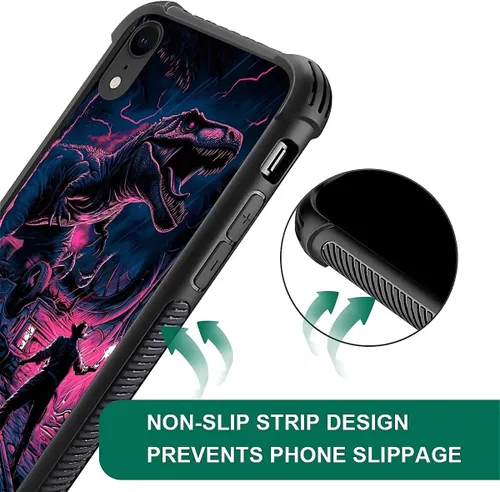 Vista 180 de Funda compatible con iPhone XR, diseño de elefantes africanos para niñas, diseño de patrón a prueba de golpes, antiarañazos, carcasa trasera