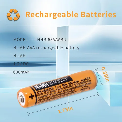 Vista 2 de 6 unids NI-MH AAA batería recargable para Panasonic HHR-65AAABU 1.2V batería de repuesto para teléfono inalámbrico