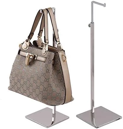 Vista 2 de Paquete de 2 soportes de metal para colgar bolsas de embrague, soporte de exhibición de altura ajustable para encimera minorista, soportes