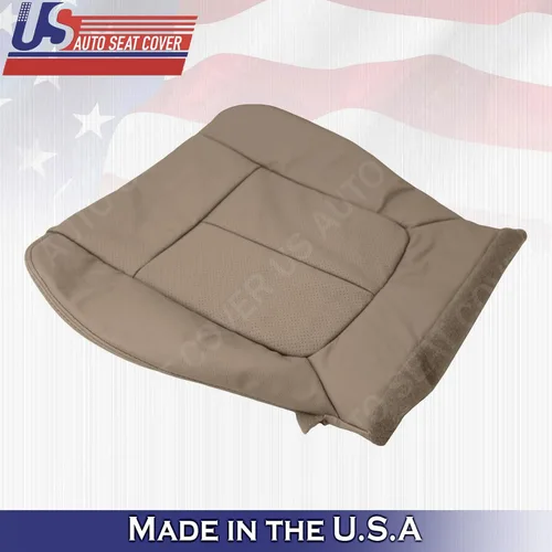 Vista 7 de Cubierta de asiento de cuero perforada inferior del conductor Camel Tan 2009 2010 para Ford F150 Lariat