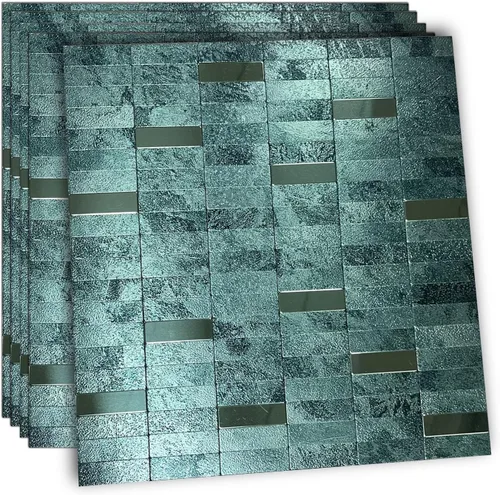 Vista 11 de XUANINY Azulejos de Mosaico de Aluminio Autoadhesivos para Despegar y Pegar, Pegatinas de Azulejos de Pared para Salpicadero de Cocina