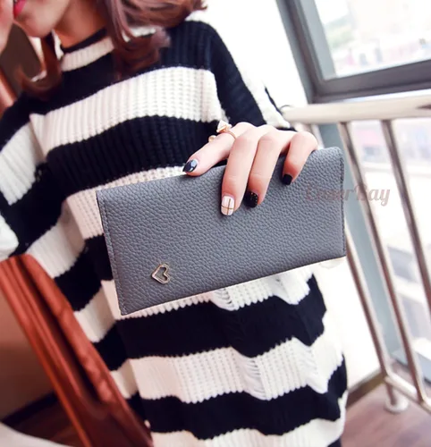Vista 3 de CaserBay Elegante dama concisa delgada larga de piel sintética cartera cartera cartera para mujer