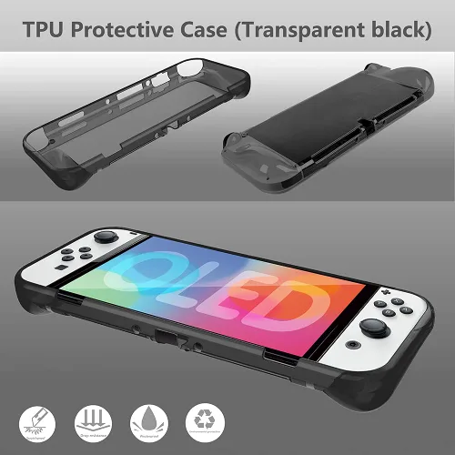 Vista 2 de omarando TPU Case Cover Accessories Kit for Nintendo Switch (OLED Model),Shoulder Bag for Switch,with Tempered Glass Screen Protector ,Thumb Grip