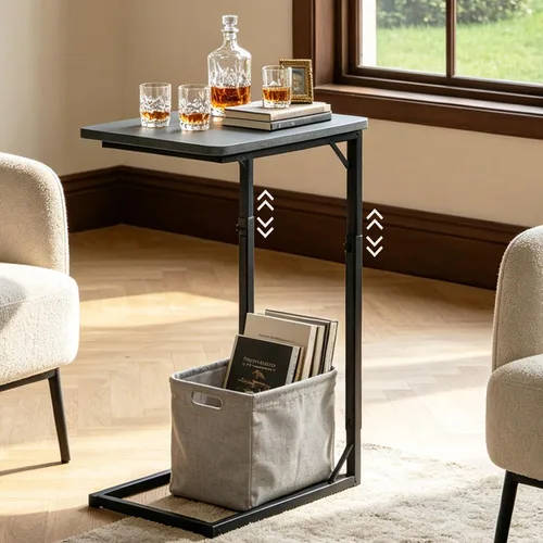 Vista 10 de Mesa auxiliar ajustable en forma de C de alta calidad para sofá, mini mesas auxiliares para sofá, mesa de centro pequeña con marco de metal, hermoso