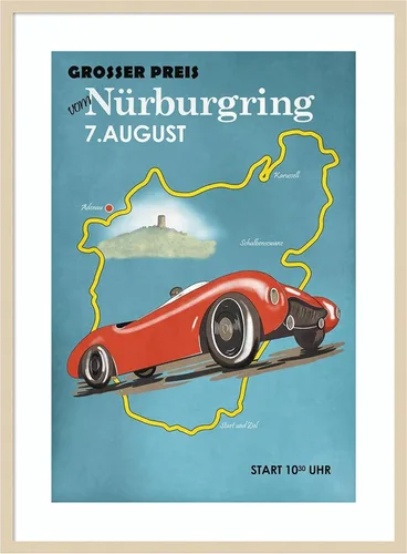 Vista 7 de Amanti Art Impresión artística enmarcada para pared, 24 x 20 pulgadas, Nurburgring Motorcycle Racing por Mark Rogan, arte de pared deportivo