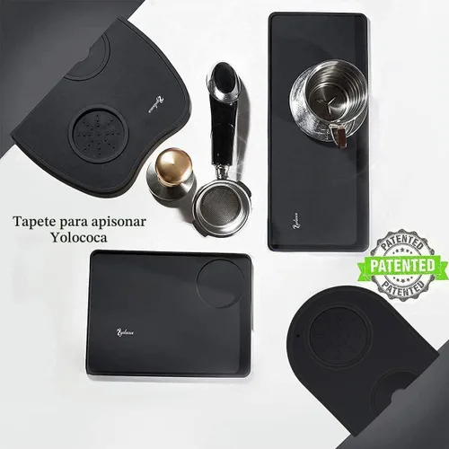 Vista 7 de Yolococa Estera de manipulación de café de grado alimenticio de goma de silicona Espresso Mat 8 pulgadas X 6 pulgadas negro