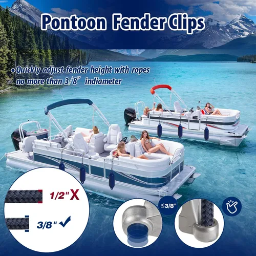 Vista 4 de Clips para parachoques de barco, pinzas para guardabarros de barco pontón para acoplamiento, perchas/ajustadores/clips para guardabarros de pontón