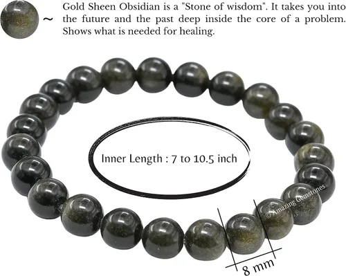 Vista 770 de Amazing Gemstone Crystal Bracelet for Women Men's Gifts - Protection Healing Crystal Bracelet - 8mm Gemstone Beaded Stretchable Bracelet Pulseras