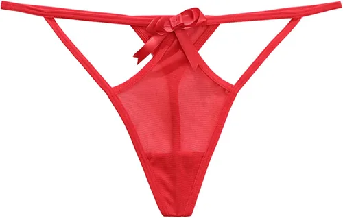 Vista 6 de Tangas huecas sexys para mujer, lencería de tiro bajo con encaje abierto, bragas G-pantalones, ropa interior de malla transparente con lazo, A, M